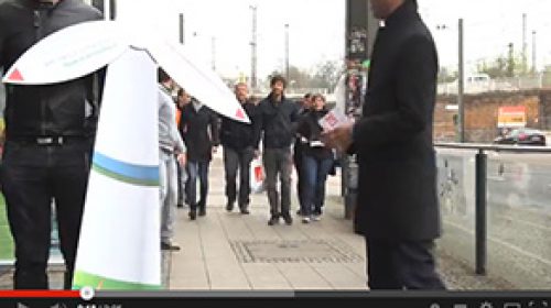 Magdeburg: Aktion in der Innenstadt für Betriebsräte bei Enercon und soziale Gerechtigkeit