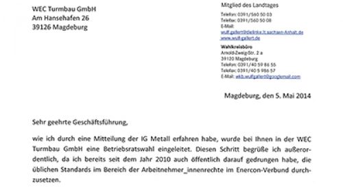 BR-Wahl WEC Magdeburg: Fraktionsvorsitzender „Der Linken“ im Magdeburger Landtag erklärt Unterstützung