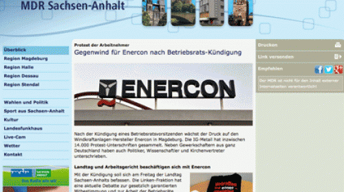 MDR Bericht Enercon bekommt Gegenwind