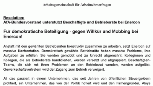 Resolution des SPD Bundesvorstandes für Arbeitnehmerfragen