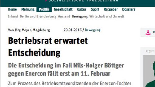 Artikel neues Deutschland Betriebsrat erwartet Entscheidung