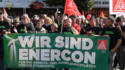 Hunderte bei Kundgebung in Aurich: "Wir lassen Enercon nicht aus der Verantwortung"